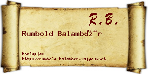 Rumbold Balambér névjegykártya